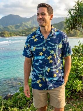 Kahala 1936 Hawaiian Flying Fish Malolo Tropical Button Up Shirt Mens Size 2XL